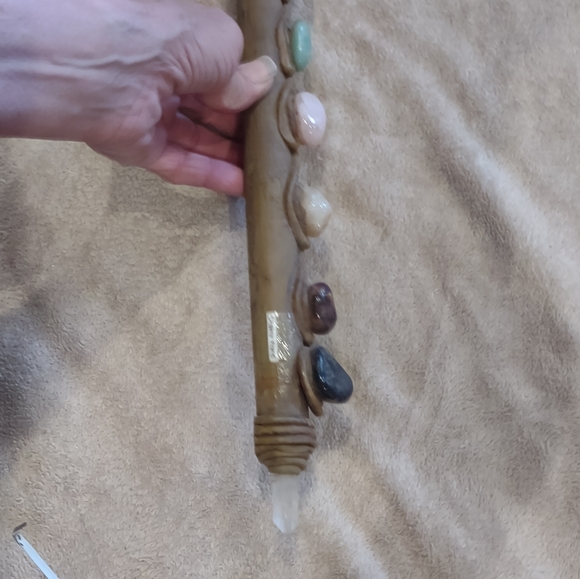 Chakra wand vintage handmade crystal points mult healing stone 16" long - Picture 6 of 10